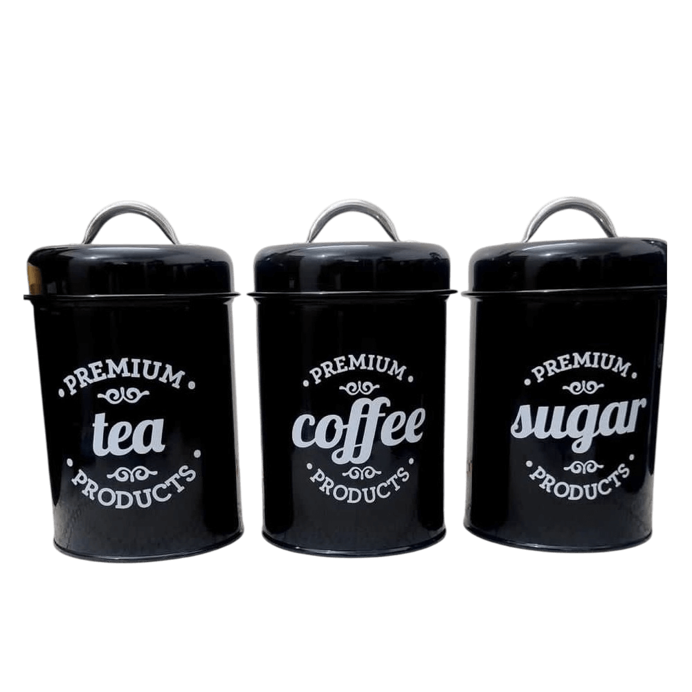 IRON ROUND KITCHEN CONTAINER (BLACK) SET OF 3